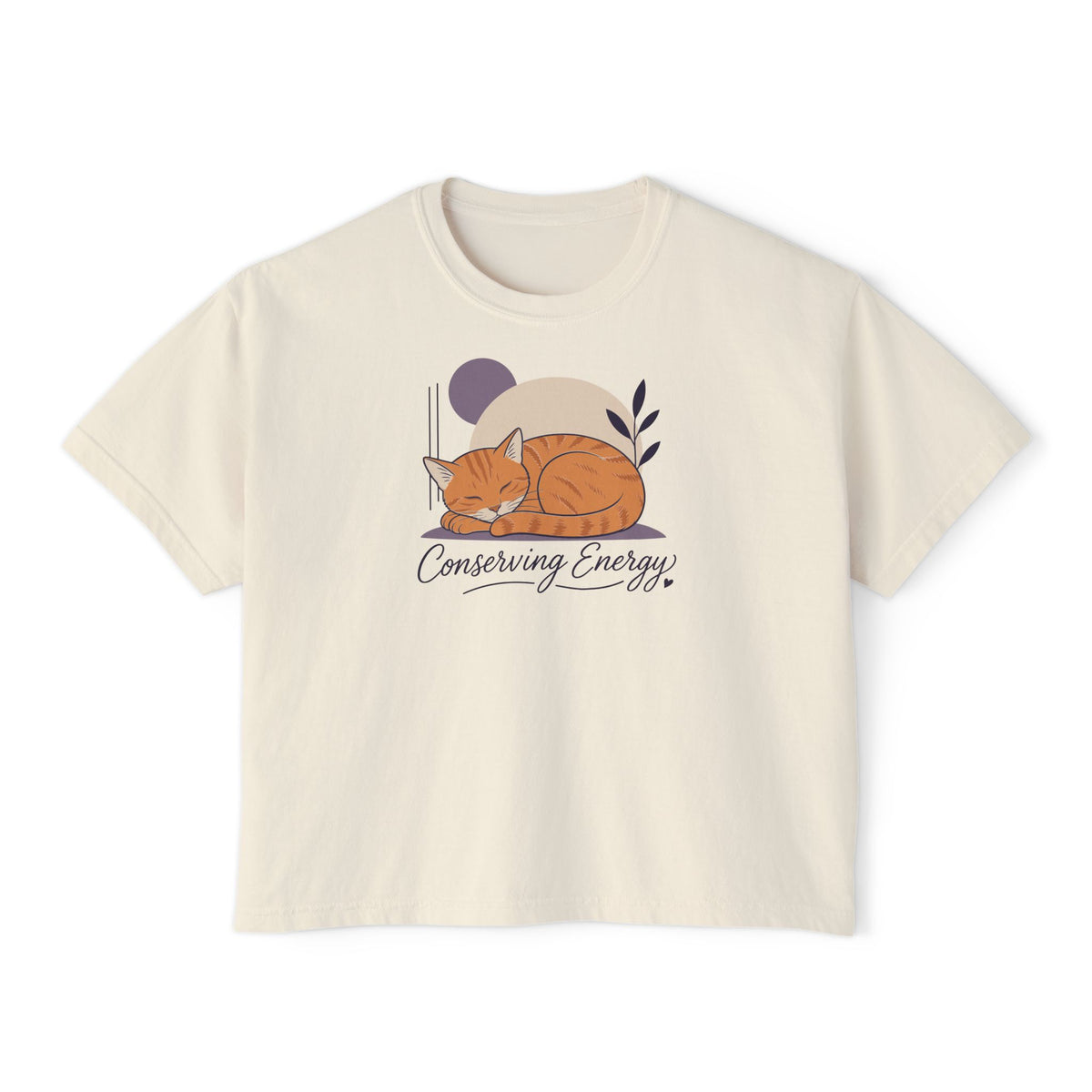 Conserving Energy Cat Boxy T-Shirt