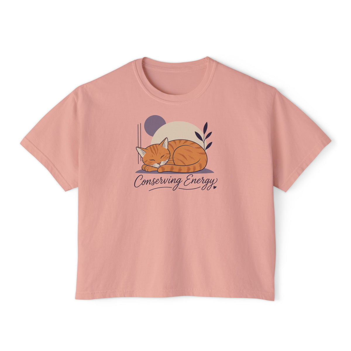 Conserving Energy Cat Boxy T-Shirt